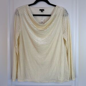 Talbots Cream Cowl Neck Top L NWT